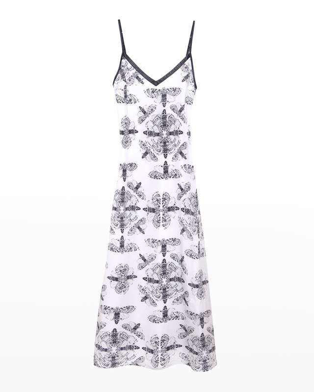 Kelly Printed Lambskin Leather Detailed Maxi Dress